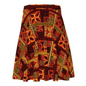 Fiery Tiki Squares Skater Skirt