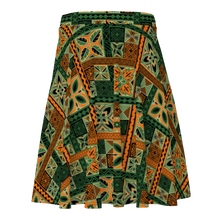 Load image into Gallery viewer, Green Tiki Squares Skater Skirt