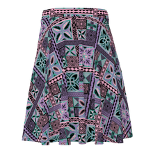 Load image into Gallery viewer, Purple Tiki Squares Skater Skirt