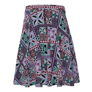 Purple Tiki Squares Skater Skirt