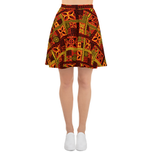 Load image into Gallery viewer, Fiery Tiki Squares Skater Skirt