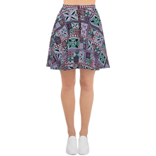 Load image into Gallery viewer, Purple Tiki Squares Skater Skirt