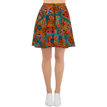 Load image into Gallery viewer, Beach Tiki Squares Skater Skirt