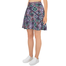 Load image into Gallery viewer, Purple Tiki Squares Skater Skirt