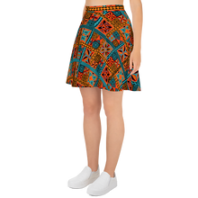 Load image into Gallery viewer, Beach Tiki Squares Skater Skirt