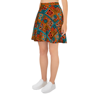 Beach Tiki Squares Skater Skirt