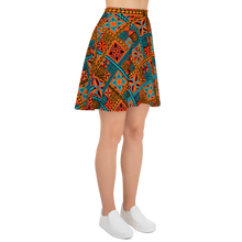 Load image into Gallery viewer, Beach Tiki Squares Skater Skirt