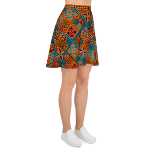 Beach Tiki Squares Skater Skirt