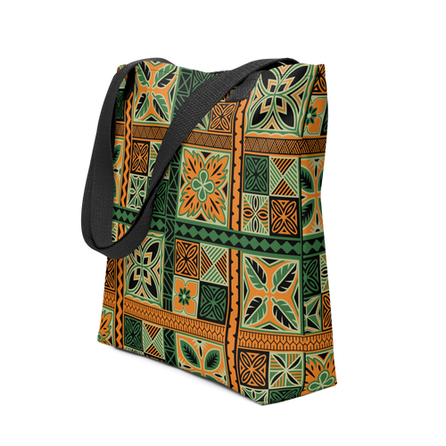 Green Tiki Squares Tote bag