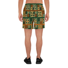 Load image into Gallery viewer, Green Tiki Squares  Athletic Long Shorts