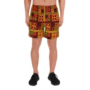 Fiery Tiki Squares Athletic Long Shorts