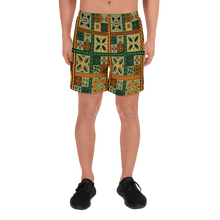 Load image into Gallery viewer, Green Tiki Squares  Athletic Long Shorts