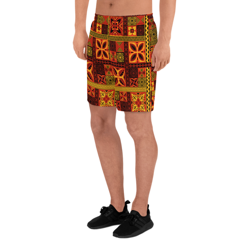 Fiery Tiki Squares Athletic Long Shorts