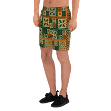 Load image into Gallery viewer, Green Tiki Squares  Athletic Long Shorts