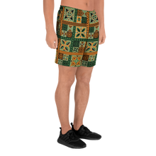 Load image into Gallery viewer, Green Tiki Squares  Athletic Long Shorts