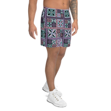 Load image into Gallery viewer, Purple Tiki Squares Athletic Long Shorts