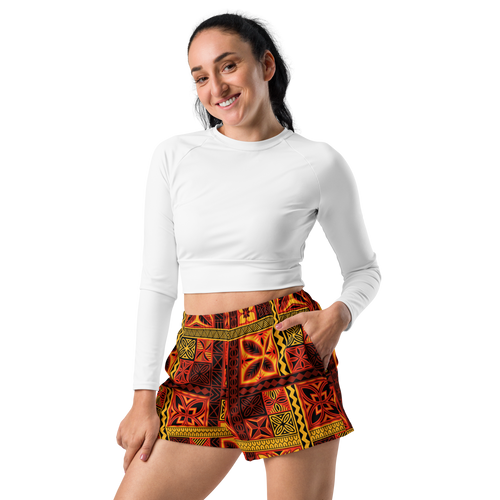 Fiery Tiki Squares Athletic Shorts