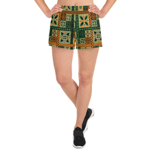 Load image into Gallery viewer, Green Tiki Squares Athletic Shorts