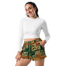 Load image into Gallery viewer, Green Tiki Squares Athletic Shorts