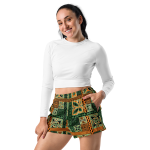 Green Tiki Squares Athletic Shorts