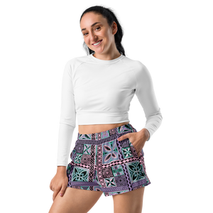 Purple Tiki Squares Athletic Shorts