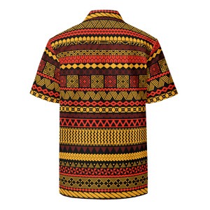 Warm Hued Tiki Striped Unisex button shirt