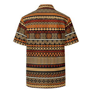 Earth Toned Tiki Striped Unisex button shirt