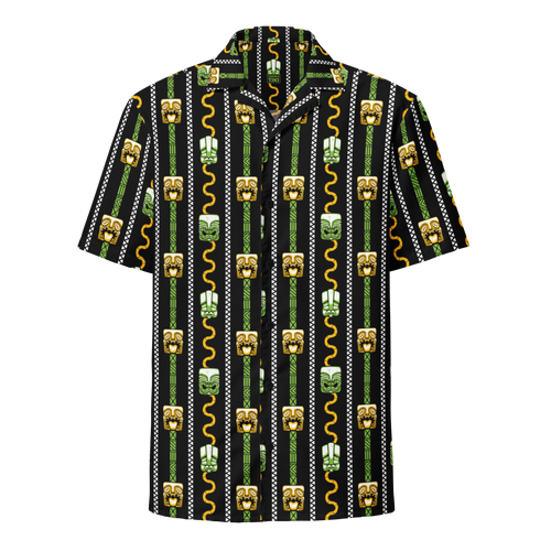 Green Tiki Pattern Unisex Button Up