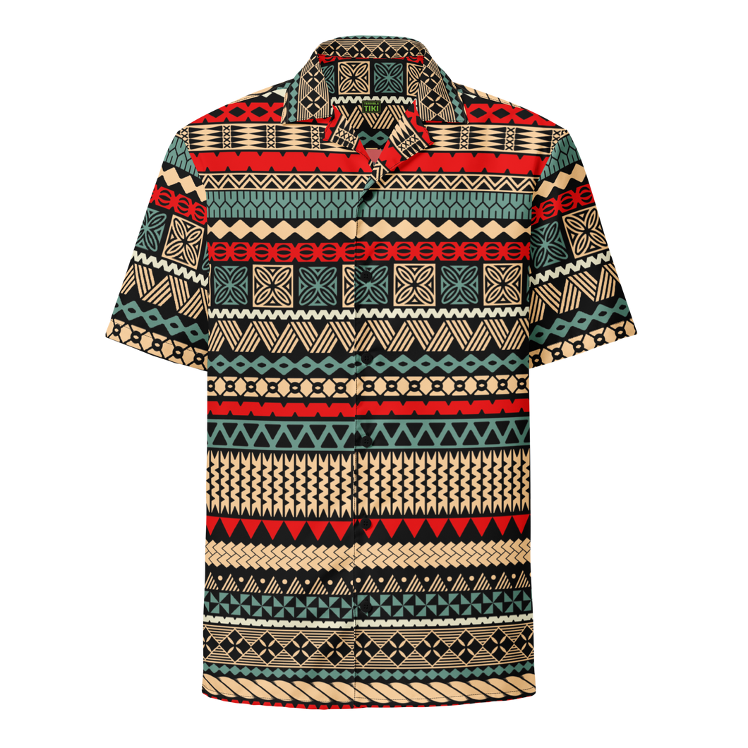 Beach Tiki Striped Unisex button shirt