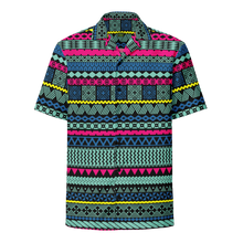 Load image into Gallery viewer, Retro Beach Tiki Striped Unisex button shirt