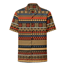 Load image into Gallery viewer, Beach Brown Tiki Striped Unisex button shirt