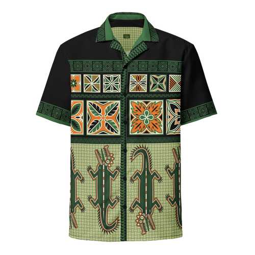 Green Tiki Crocodile Unisex button shirt