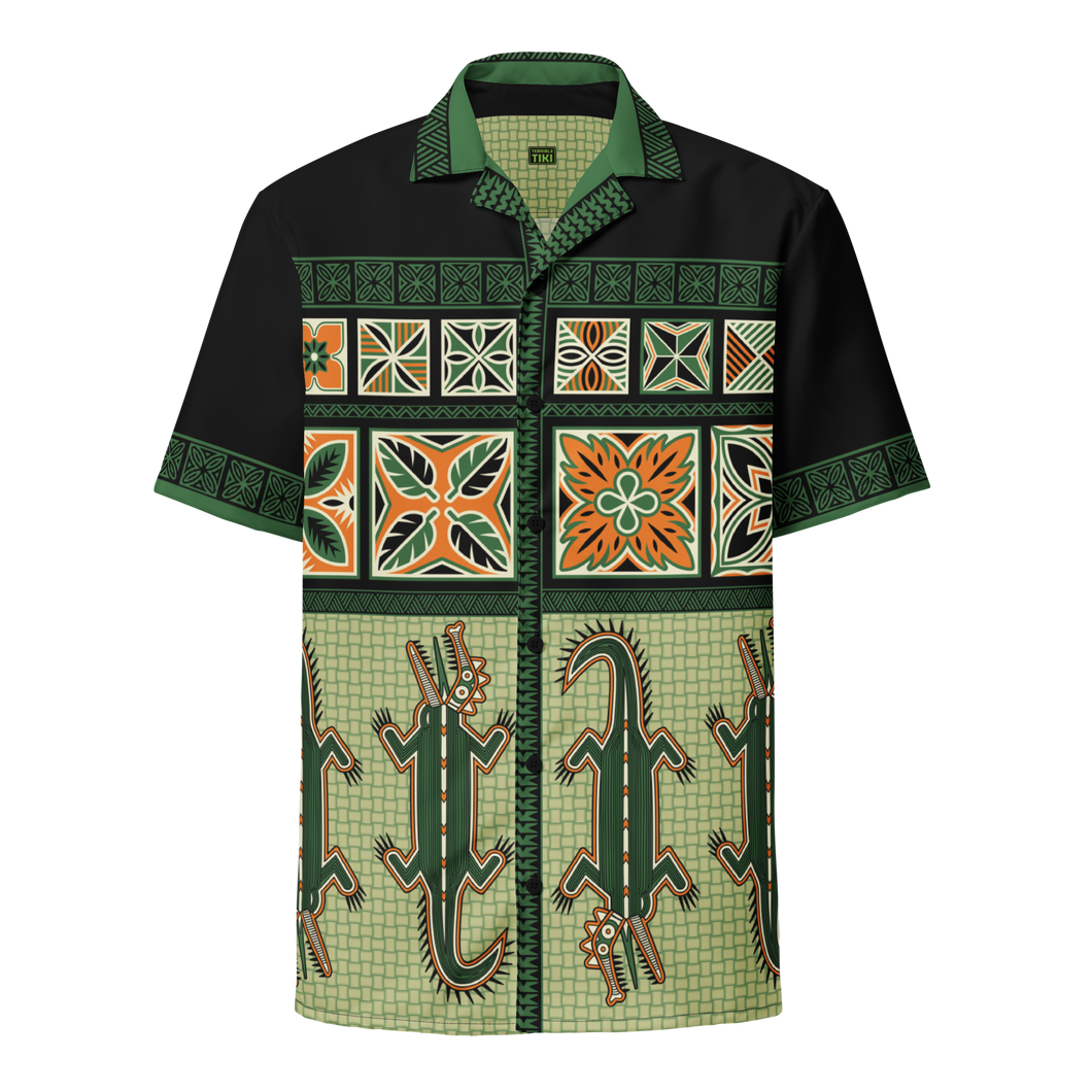Green Tiki Crocodile Unisex button shirt