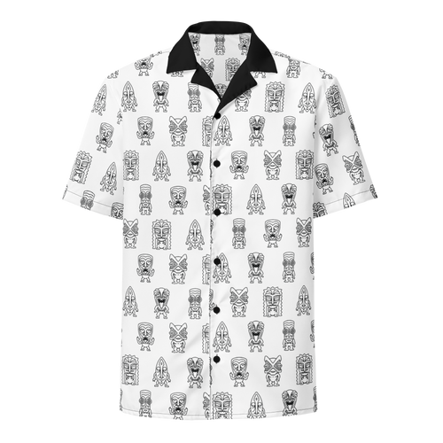 White and Black Little Tikis Unisex button shirt