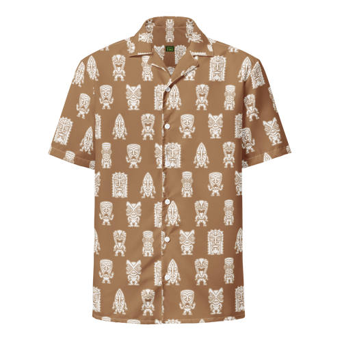 Brown Little Tikis Unisex button shirt