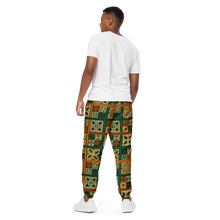 Load image into Gallery viewer, Green Tiki Squares Unisex track pants