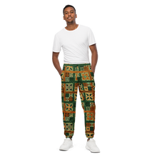 Load image into Gallery viewer, Green Tiki Squares Unisex track pants