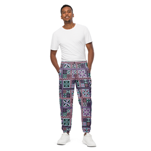 Purple Tiki Squares track pants