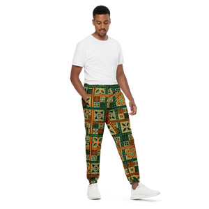 Green Tiki Squares Unisex track pants