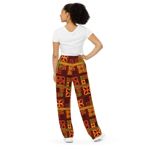 Fiery Tiki Squares wide-leg pants