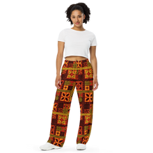 Load image into Gallery viewer, Fiery Tiki Squares wide-leg pants