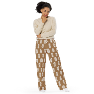 Brown Little Tikis wide-leg pants