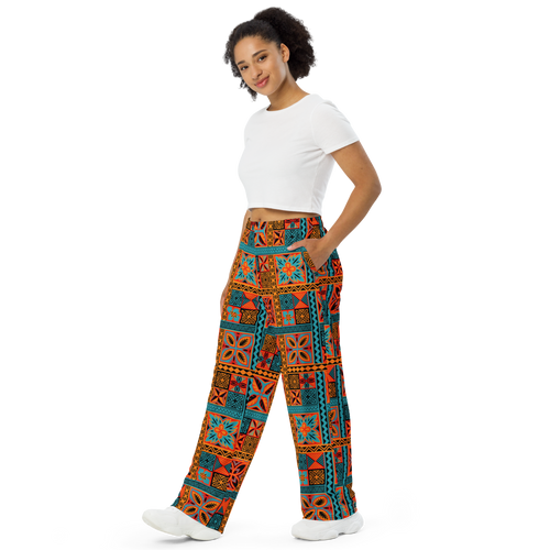 Beach Tiki Squares wide-leg pants