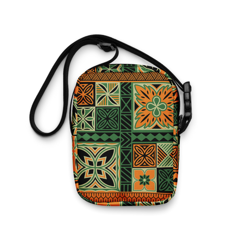 Green Tiki Squares Utility crossbody bag