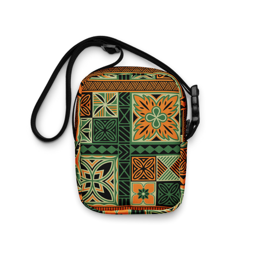 Green Tiki Squares Utility crossbody bag