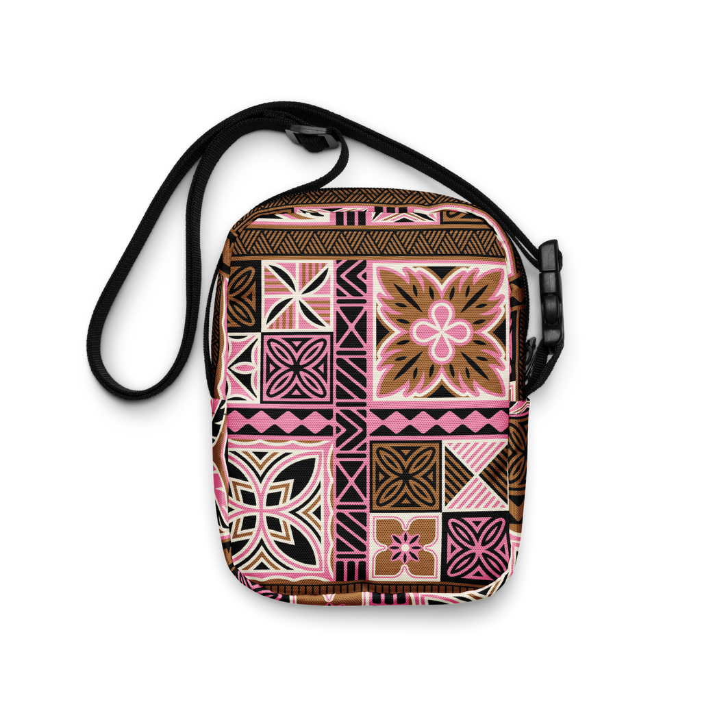 Pink Tiki Squares Utility crossbody bag