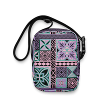 Load image into Gallery viewer, Purple Tiki Squares Utility crossbody bag