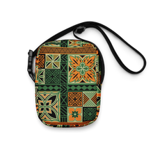 Load image into Gallery viewer, Green Tiki Squares Utility crossbody bag