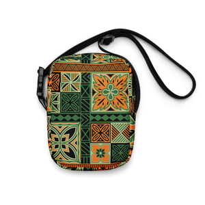 Green Tiki Squares Utility crossbody bag