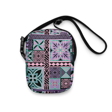 Load image into Gallery viewer, Purple Tiki Squares Utility crossbody bag